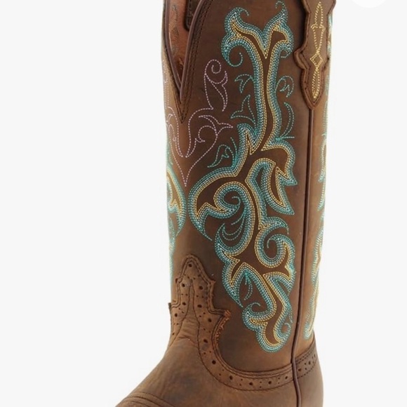 🤠Justin Durant Sorrel Apache/Turquoise Size 8 cowboy/cowgirl boot in GUC! - Picture 6 of 16